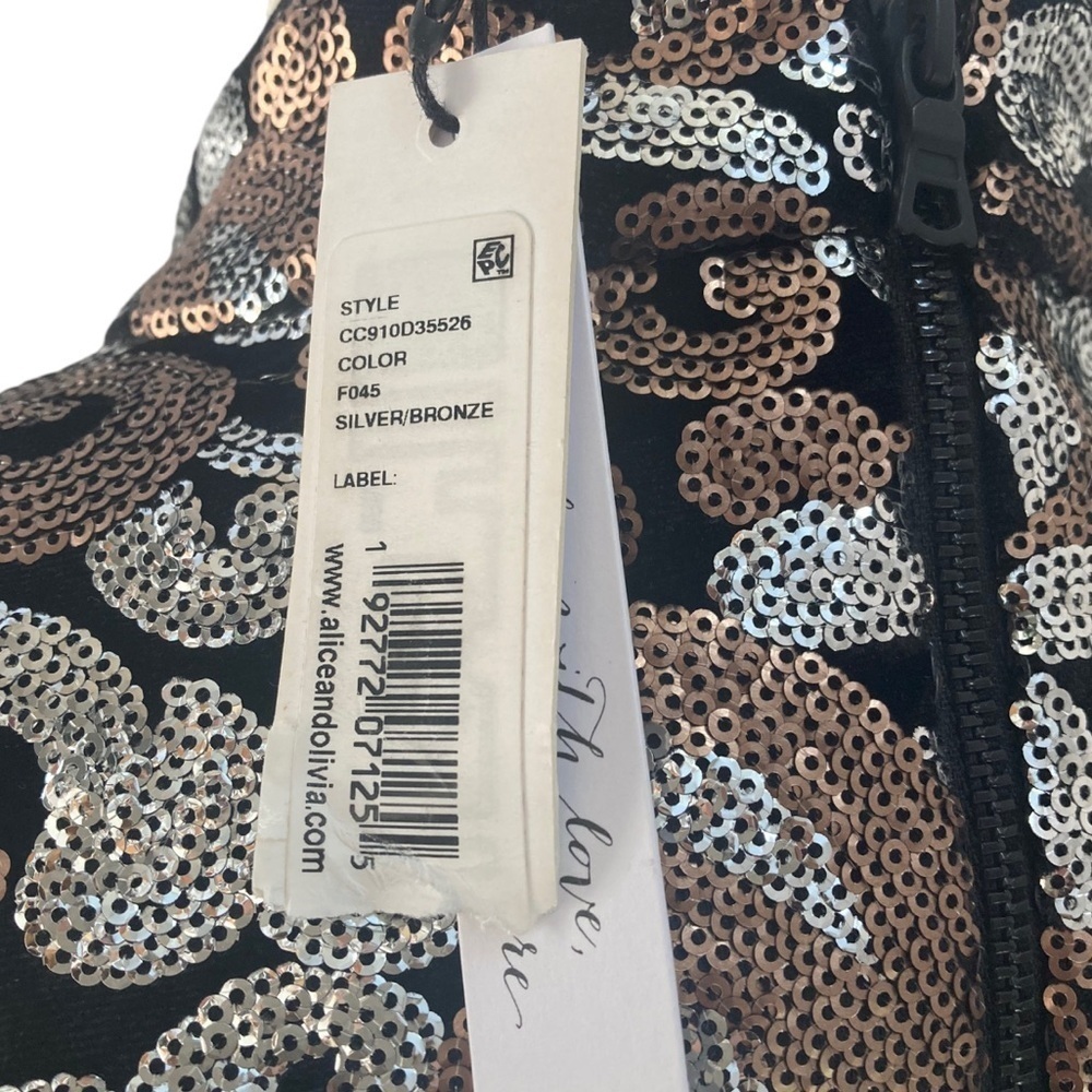 Alice + Olivia Inka Metallic Sequin Dress NWT Cap Sleeve Glam - Picture 5 of 13